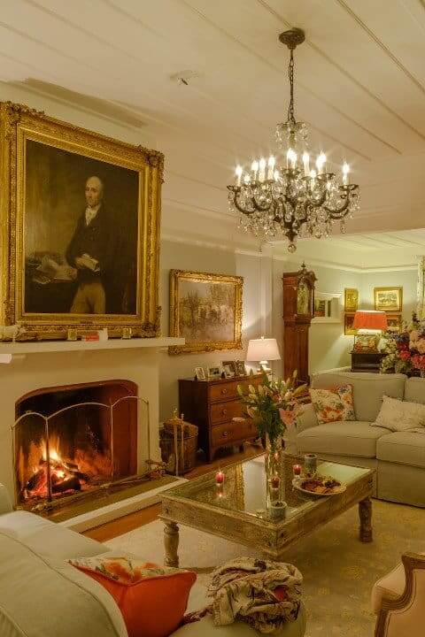 Drawing room in a grand country house, Peel Forest, New Zealand